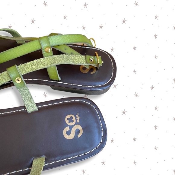 NWOT | 8 Women | SO Sandals Green & Brown Vegan Leather Flat Desert Gladiator - Picture 3 of 7